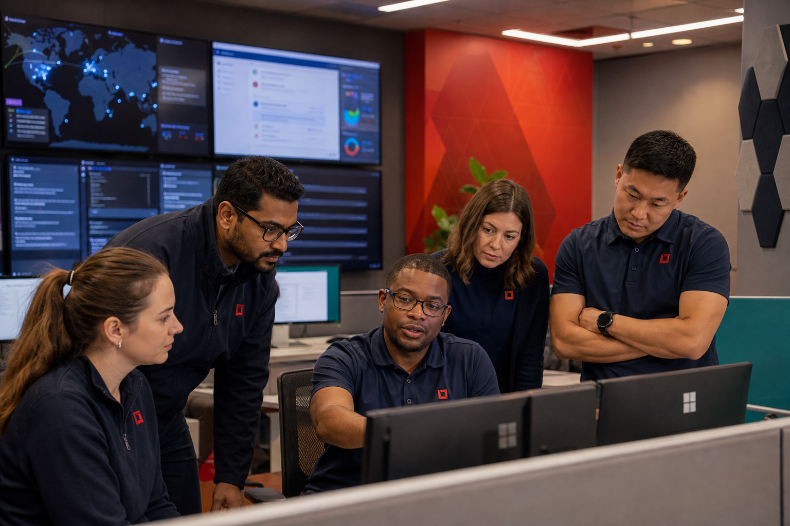 IT Support Team in Modern Operations Center with Microsoft Tech